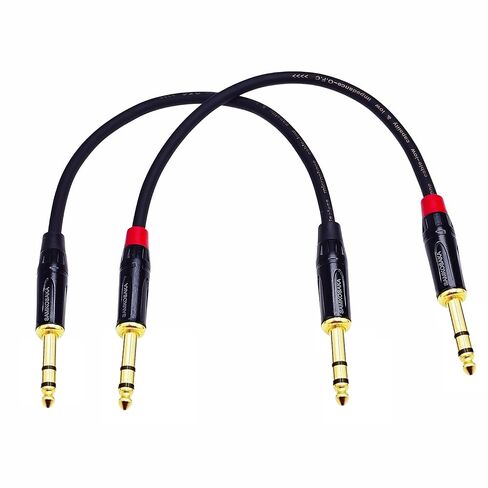 مطلية بالذهب 1/4 TRS Audio Cab ble 1 قدم 2 حزمة - احترافية متوازنة ذكر إلى ذكر لمعدات مراقبة الاستوديو DJ in Kuwait
