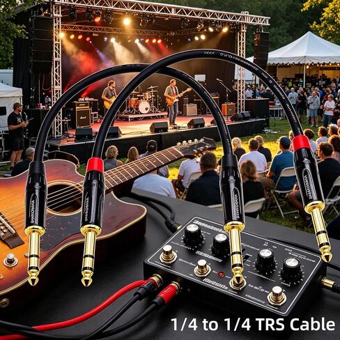 مطلية بالذهب 1/4 TRS Audio Cab ble 1 قدم 2 حزمة - احترافية متوازنة ذكر إلى ذكر لمعدات مراقبة الاستوديو DJ in Kuwait