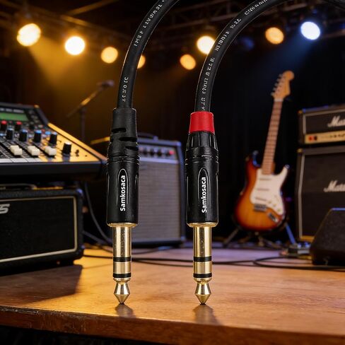 مطلية بالذهب 1/4 TRS Audio Cab ble 1 قدم 2 حزمة - احترافية متوازنة ذكر إلى ذكر لمعدات مراقبة الاستوديو DJ in Kuwait