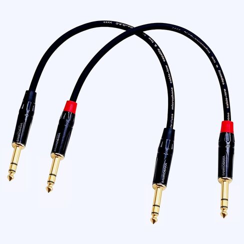 مطلية بالذهب 1/4 TRS Audio Cab ble 1 قدم 2 حزمة - احترافية متوازنة ذكر إلى ذكر لمعدات مراقبة الاستوديو DJ in Kuwait