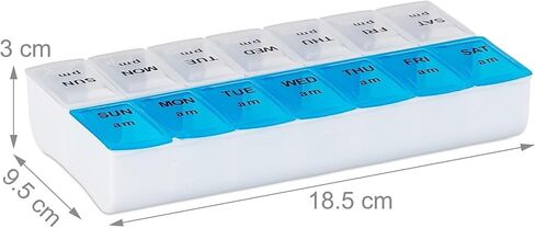 Pill Organizer 7 Day, Pill Box 2 Times a Day AM PM Pill Case, Weekly Pill Container Portable Travel Medicine Box for Vitamins and Supplements (Blue-White) in Saudi Arabia