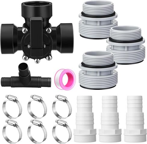 DoubleFill 3 Way Swimming Pool Diverter Valve Hose Adapter with Hose Clamps Replacement Slip Valve Filter Hose Conversion Kit with Seal Ring for 1 1/4'' or 1 1/2'' Filter Ports (Black,SPX1091Z4) in Saudi Arabia