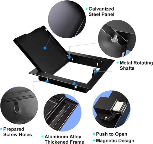 Metal Access Panel Door for Pipes & Cables, Spring Loaded Inspection Hatch, 50x50cm, Black - Durable, Versatile Sizes, Easy Installation, Ideal for Home & Commercial Use in Saudi Arabia