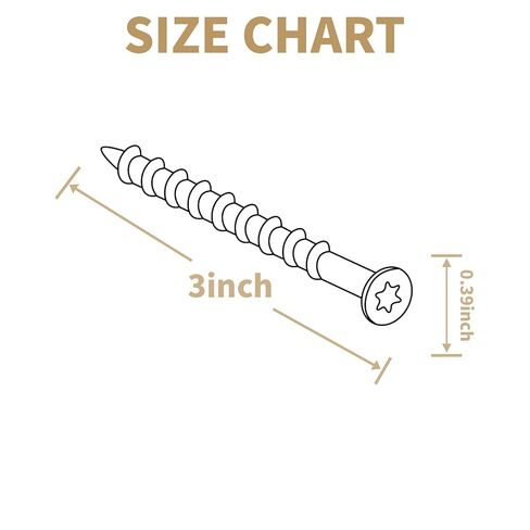 Wood Screws 3 Inch, Lag Screws #10 x 3, 300 Pcs Torx Structural Screws, Construction Exterior Wood Screws, Timber Screws for Fence Log Landscaping Wood, T25 Bit Included, Yellow in Saudi Arabia