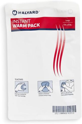 HALYARD Hot Compress، عبوات دافئة فورية يمكن التخلص منها، علاج حراري لتخفيف الآلام، 6 × 9 بوصات، 24 عبوة في كل علبة - 51775 in Saudi Arabia