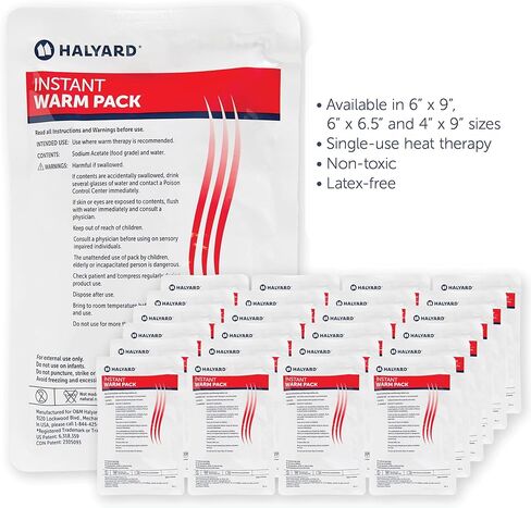 HALYARD Hot Compress، عبوات دافئة فورية يمكن التخلص منها، علاج حراري لتخفيف الآلام، 6 × 9 بوصات، 24 عبوة في كل علبة - 51775 in Saudi Arabia