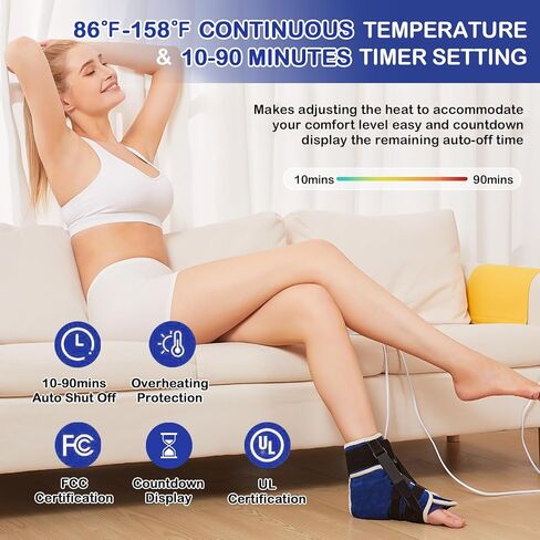 2-in-1 Plantar Fasciitis Night Splint Heating Pad, Upgrade Foot Brace for Plantar Fasciitis Relief, Adjustable Temperature, Auto Shut Off for Achilles Tendonitis Relief and Foot Drop in Saudi Arabia