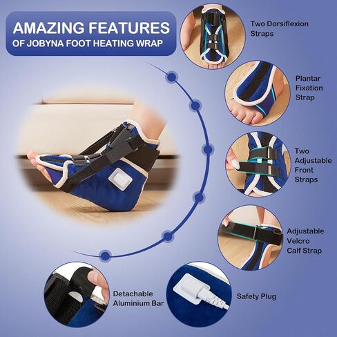 2-in-1 Plantar Fasciitis Night Splint Heating Pad, Upgrade Foot Brace for Plantar Fasciitis Relief, Adjustable Temperature, Auto Shut Off for Achilles Tendonitis Relief and Foot Drop in Saudi Arabia