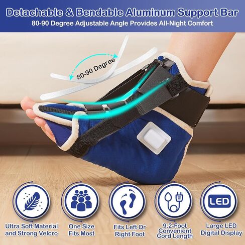 2-in-1 Plantar Fasciitis Night Splint Heating Pad, Upgrade Foot Brace for Plantar Fasciitis Relief, Adjustable Temperature, Auto Shut Off for Achilles Tendonitis Relief and Foot Drop in Saudi Arabia