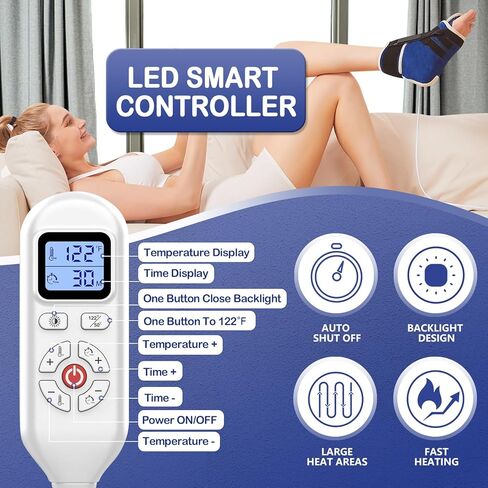 2-in-1 Plantar Fasciitis Night Splint Heating Pad, Upgrade Foot Brace for Plantar Fasciitis Relief, Adjustable Temperature, Auto Shut Off for Achilles Tendonitis Relief and Foot Drop in Saudi Arabia