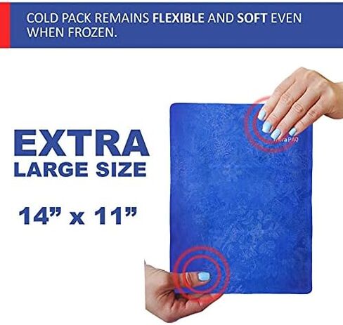Gel Soft Flexible Ice Packs, Large Reusable, Cold Compress & Cooling Gel Pad for Knee, Back, Shoulder Pain Relief | Soft Cold Compress for Swelling - 14"x11" in Saudi Arabia