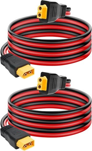 Ansoufien 10AWG XT60 كابل تمديد 2FT 2 قطعة، كابل XT60 مع موصل ذكر إلى أنثى لمحطة الطاقة المحمولة لوحة شمسية RC بطارية in Kuwait