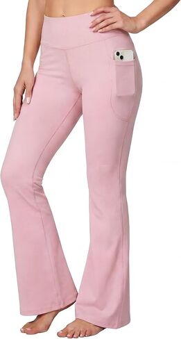 mysuntown High Waisted Butt Lifting Flare Yoga Pants with Pockets for Women, Tummy Control Buttery Soft Leggings in Saudi Arabia