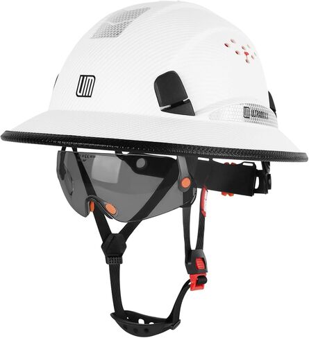 قبعة صلبة ذات حافة كاملة من UM ULTRAMAXX مع قناع مدمج، خوذة أمان البناء معتمدة من ANSI Z89.1 OSHA مع حزام ذقن للرجال والنساء in Kuwait