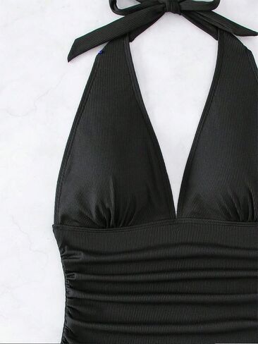 Women’s Tummy Control One Piece Swimsuit - Slimming Ruched Push Up V Neck Vintage Bathing Suit for Women in Saudi Arabia