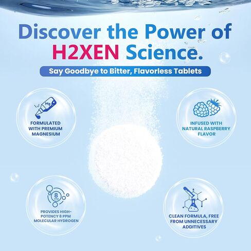 Molecular Hydrogen Tablets with Magnesium - 8 PPM Hydrogen Water Tablets for Drinking Water - Rich in Antioxidants, Supports Healthy Aging, Cellular Energy & Brain Health (60 Counts, Raspberry) in Saudi Arabia