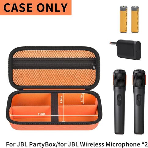 Comecase Wireless Microphone Case for JBL Partybox Wireless Microphone-Travel Storage Bag with Internal Divider & Mesh Pocket Holds 2 Mics, Receiver & Cable, for Singing Karaoke (Box Only)-Orange in Saudi Arabia