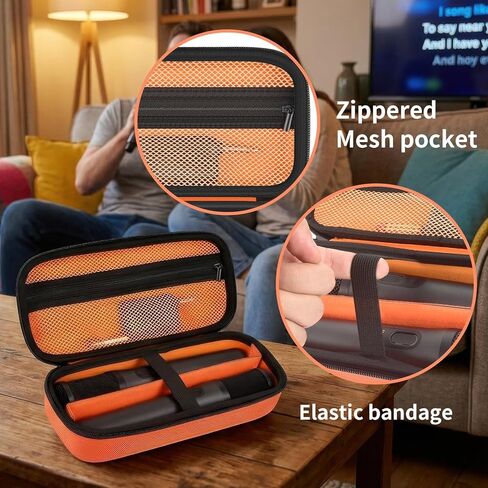 Comecase Wireless Microphone Case for JBL Partybox Wireless Microphone-Travel Storage Bag with Internal Divider & Mesh Pocket Holds 2 Mics, Receiver & Cable, for Singing Karaoke (Box Only)-Orange in Saudi Arabia