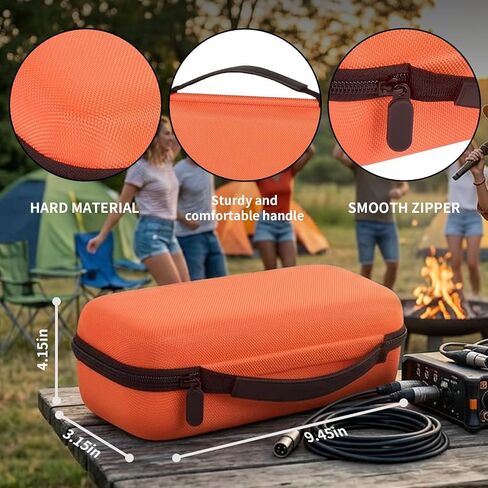 Comecase Wireless Microphone Case for JBL Partybox Wireless Microphone-Travel Storage Bag with Internal Divider & Mesh Pocket Holds 2 Mics, Receiver & Cable, for Singing Karaoke (Box Only)-Orange in Saudi Arabia