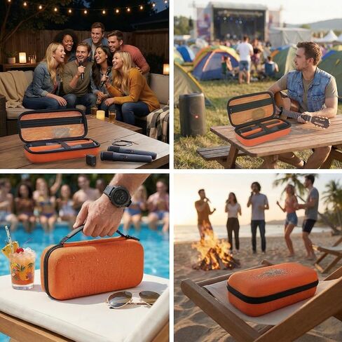 Comecase Wireless Microphone Case for JBL Partybox Wireless Microphone-Travel Storage Bag with Internal Divider & Mesh Pocket Holds 2 Mics, Receiver & Cable, for Singing Karaoke (Box Only)-Orange in Saudi Arabia