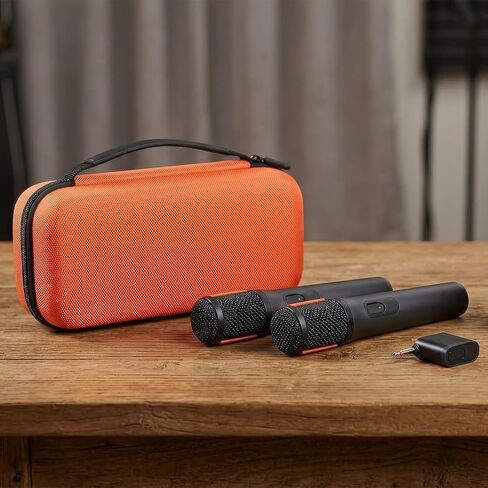 Comecase Wireless Microphone Case for JBL Partybox Wireless Microphone-Travel Storage Bag with Internal Divider & Mesh Pocket Holds 2 Mics, Receiver & Cable, for Singing Karaoke (Box Only)-Orange in Saudi Arabia