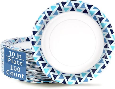 OuMuaMua Paper Plates 12 Inch, 100 Count Large Disposable Plates, Soak Proof & Cut Resistant, Microwave Safe, Sturdy Bulk Oval Paper Plates for Events Picnic, BBQ & Large Meals in Saudi Arabia