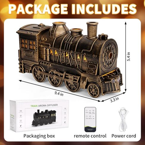 موزع روائح الزيوت العطرية مع جهاز تحكم عن بعد، مرطب قاطرة بخارية للإضاءة الإبداعية سعة 300 مل، وضعي إضاءة وضباب بلونين لمكتب غرفة النوم in Kuwait