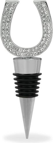 سدادة زجاجة النبيذ من Cheers Silver Horse Shoe مع كريستالات حجر الراين - غطاء ختم غربي متلألئ لطيف لزجاجات النبيذ، هدايا بار فريدة للنساء والرجال in Kuwait