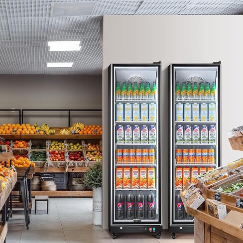 BODEGACOOLER Commercial Beverage Refrigerator with Glass Door,12.5 Cu.Ft Commercial Drink Refrigerator,Upright Large Display Merchandiser Beverage Bar Cooler with Soft LED Light,Adjustable Shelves in Saudi Arabia