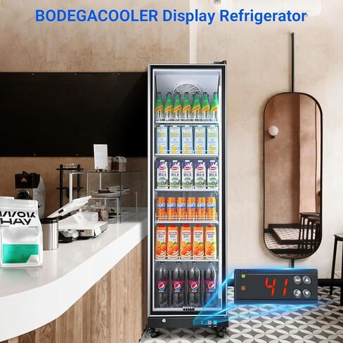 BODEGACOOLER Commercial Beverage Refrigerator with Glass Door,12.5 Cu.Ft Commercial Drink Refrigerator,Upright Large Display Merchandiser Beverage Bar Cooler with Soft LED Light,Adjustable Shelves in Saudi Arabia
