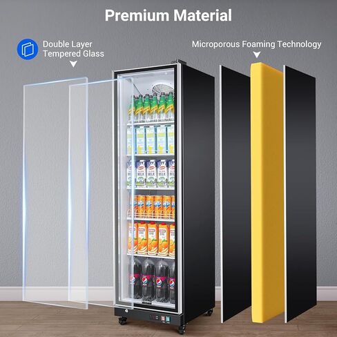 BODEGACOOLER Commercial Beverage Refrigerator with Glass Door,12.5 Cu.Ft Commercial Drink Refrigerator,Upright Large Display Merchandiser Beverage Bar Cooler with Soft LED Light,Adjustable Shelves in Saudi Arabia