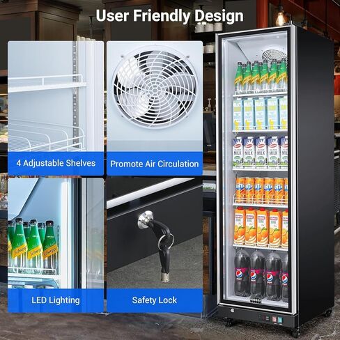 BODEGACOOLER Commercial Beverage Refrigerator with Glass Door,12.5 Cu.Ft Commercial Drink Refrigerator,Upright Large Display Merchandiser Beverage Bar Cooler with Soft LED Light,Adjustable Shelves in Saudi Arabia