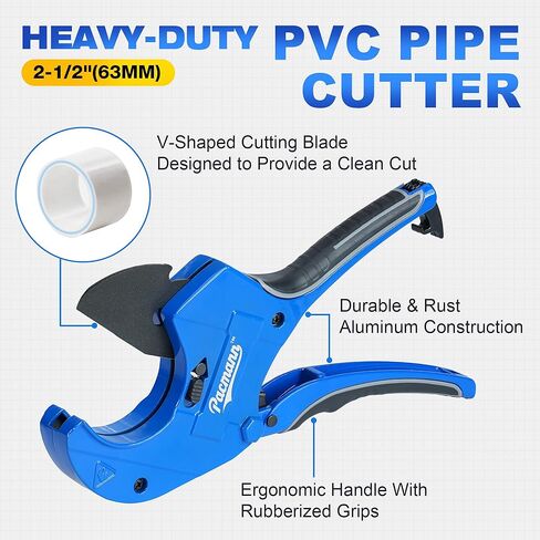قاطع أنابيب PVC، حتى 2-1/2 بوصة، قاطع أنابيب السقاطة شديد التحمل، أداة قطع Pex لقطع الخراطيم البلاستيكية PEX، PVC، PPR وأنابيب السباكة مع أداة إزالة الأزيز in Kuwait