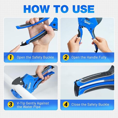 قاطع أنابيب PVC، حتى 2-1/2 بوصة، قاطع أنابيب السقاطة شديد التحمل، أداة قطع Pex لقطع الخراطيم البلاستيكية PEX، PVC، PPR وأنابيب السباكة مع أداة إزالة الأزيز in Kuwait