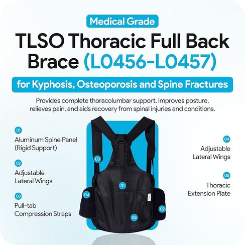 Comfyorthopedic TLSO Thoracic Full Back Brace L0456/L0457 – Medical Grade Upper & Lower Spine Support with Back Compression for Scoliosis, Kyphosis & Post-Surgery Pain Relief, Men & Women in Saudi Arabia