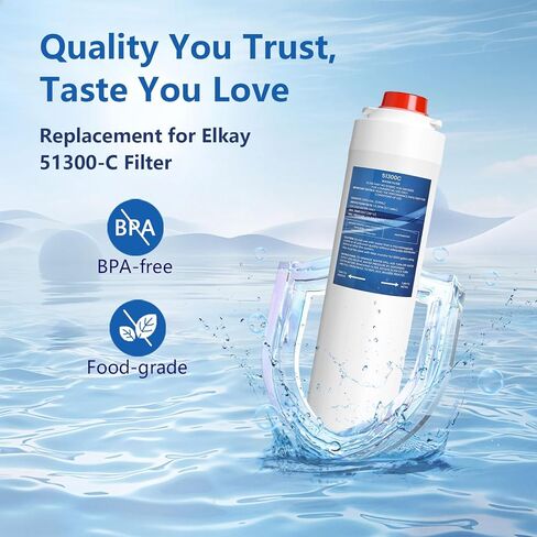 51300C، استبدال Elkay® 51300C، مرشحات بديلة 55898C، متوافقة مع محطات تعبئة الزجاجات Elkay® ezH20® وHalsey Taylor®، تقلل من الكلور والطعم السيئ والرائحة، 3 عبوات in Kuwait