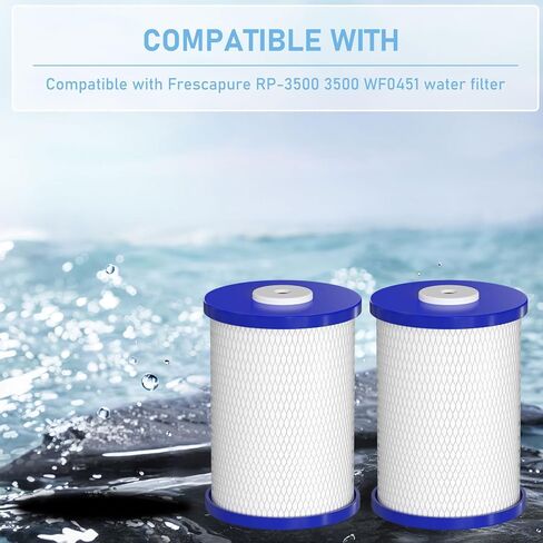 0.5 Micron Carbon Block Drinking Water Filter Replacement Cartridge Compatible with Frescapure RP-3500 3500 WF0451 RC-30-FP Water Filter Systems, 1000 GPD Life Span, 2 Pack in Saudi Arabia