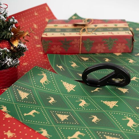 NEWISHTOOL 2 Pack Wrapping Paper Cutter, Holiday Christmas Gift Wrap Cutter, Sliding Wrapping Paper Cutting Tool, Gift Wrap Cut Tool Snitty Safety Cutter with Concealed Blade in Saudi Arabia