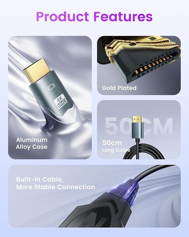 NEWCARE 4K HDMI Cable Splitter 1 in 2 Out with 2.6ft Integrated HDMI 2.0 Cable, 4K@30Hz One Male to Two Female HDMI Splitter, Mirror Only for Two Monitors, Compatible with PS5/4, HDTV, 1080P in Saudi Arabia