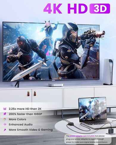 NEWCARE 4K HDMI Cable Splitter 1 in 2 Out with 2.6ft Integrated HDMI 2.0 Cable, 4K@30Hz One Male to Two Female HDMI Splitter, Mirror Only for Two Monitors, Compatible with PS5/4, HDTV, 1080P in Saudi Arabia