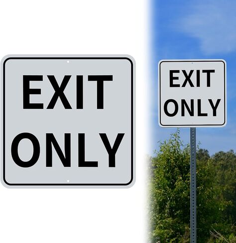 Colingmill Exit Only Metal Sign 18 x 18 Inch Heavy-duty Aluminum Do Not Enter Sign UV Printed, Weather Resistant Safety Material for Parking Lot, Garage, Road, Driveway, Business, Black and White in Saudi Arabia