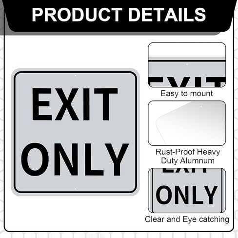 Colingmill Exit Only Metal Sign 18 x 18 Inch Heavy-duty Aluminum Do Not Enter Sign UV Printed, Weather Resistant Safety Material for Parking Lot, Garage, Road, Driveway, Business, Black and White in Saudi Arabia