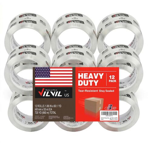 Edge-Lift Resistant Heavy Duty Packing Tape,1.88 Inch x 60 Yards,Clear, 6 Rolls,2.7 mil Thick,Super Stick (6, 60YD) in Saudi Arabia