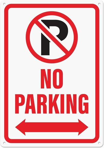 No Parking Sign with Double Arrow, 10" x 7" Reflective Aluminum No Parking Sign with Pre-Drilled Mounting Holes, Rust Free Water Resistant Aluminum in Saudi Arabia