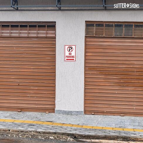 No Parking Sign with Double Arrow, 10" x 7" Reflective Aluminum No Parking Sign with Pre-Drilled Mounting Holes, Rust Free Water Resistant Aluminum in Saudi Arabia