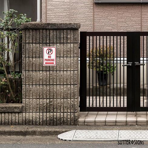 No Parking Sign with Double Arrow, 10" x 7" Reflective Aluminum No Parking Sign with Pre-Drilled Mounting Holes, Rust Free Water Resistant Aluminum in Saudi Arabia