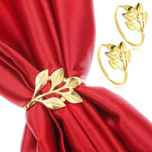 60 Pcs Leaf Napkin Rings Metal Gold Holder Table Napkin Rings for Dining Table Parties Everyday in Saudi Arabia