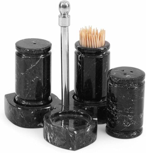 Marble Salt and Pepper Shakers Set of 3 – Handmade Green Onyx 0.8 oz Salt & Pepper Dispenser with Tray, Modern Tabletop Seasoning Set for Kitchen Countertop & Dining Décor, Easy Refill in Saudi Arabia