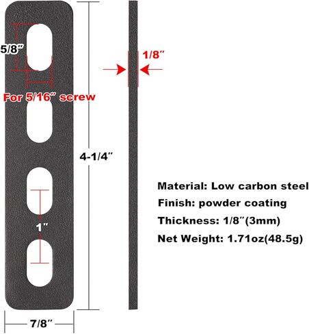 GBGS 20 PCS 4-1/4" L x 7/8" W Black Flat Straight Brace Brackets,Slotted Mending Plates,Slot for 5/16" Screw in Saudi Arabia