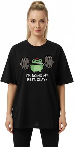 IRON PANDA Funny Workout Gym Shirts Women Weightlifting Graphic Tshirt I'm Doing My Best Pump Cover Tee Tops in Saudi Arabia